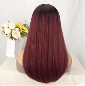 Dealzy™ BurgundyWig: Peruvian Straight Lace Frontal Wig in 99J Burgundy