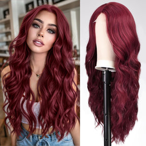 Dealzy™ BurgundyWig: Peruvian Straight Lace Frontal Wig in 99J Burgundy